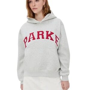Parke Light Gray Hoodie with Red Lettering